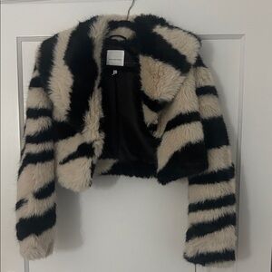 Avec Les Filles Black and Cream Teddy Jacket
